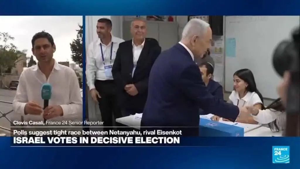 Netanyahu Casts Ballot as Protesters Gather Outside Polling Stations